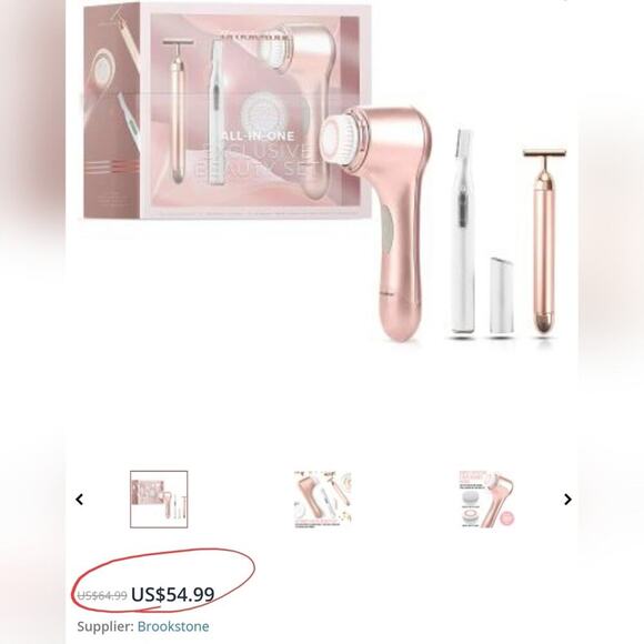 BROOKSTONE CORDLESS 3-IN-1 ROSE GOLD FACIAL SKIN BEAUTY CARE SET - Picture 8 of 9